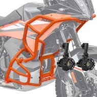 Sett med kollisjonsbøyler + tilleggslys egnet for KTM 790 / 890 Adventure / R 23-24 SH26 tåkelys Motoguard oransje