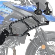 Sett med øvre kollisjonsbøyler + ekstra frontlykter egnet for Suzuki V-Strom 650 / XT 17-24 tåkelys Motoguard