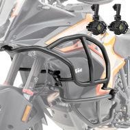 Sett med øvre kollisjonsbøyler + ekstra frontlykter egnet for KTM 1290 Super Adventure S / R 21-24 tåkelys Motoguard L2 svart