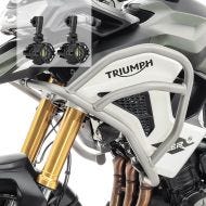 Sett med øvre kollisjonsbøyler + ekstra frontlykter egnet for Triumph Tiger 1200 GT / Pro 22-24 tåkelys Motoguard TG2 sølv