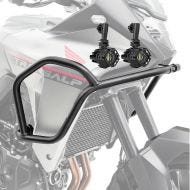 Sett med øvre kollisjonsbøyler + ekstra frontlykter egnet for Honda Transalp XL 750 23-24 tåkelys Motoguard HG12 svart