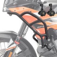 Sett med øvre kollisjonsbøyler + ekstra frontlykter egnet for KTM 790 / 890 Adventure / R 23-24 tåkelys Motoguard HG19 svart