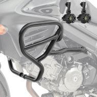 Sett Upper Crash bar + ekstralys passer til Suzuki V-Strom 650 / XT 11-24 tåkelys Motoguard HG42