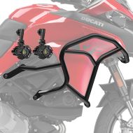 Sett med øvre kollisjonsbøyler + ekstra frontlykter egnet for Ducati Multistrada V2 / S 22-24 tåkelys HG48 Motoguard svart