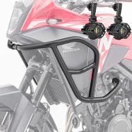 Sett med øvre kollisjonsbøyler + ekstra frontlykter egnet for Honda NX 500 2024 tåkelys HG44 Motoguard svart