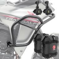 Sett med håndtak + ekstra frontlykter + håndtak bag egnet for Honda Transalp XL 750 23-24 Motoguard HG14 svart
