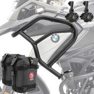 Sett med håndtak + ekstra frontlykter + håndtak bag egnet for BMW G 310 GS 17-24 Motoguard HG17 svart