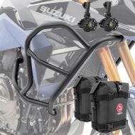 Sett med håndtak + ekstra frontlykter + håndtak bag egnet for Suzuki V-Strom 800 DE 23-24 Motoguard HG21 svart