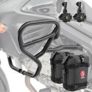 Sett øvre kollisjonsstang + ekstralys + vesker passer for Suzuki V-Strom 650 / XT 11-24 Motoguard HG42