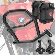 Sett med håndtak + ekstra frontlykter + håndtak bag egnet for BMW F 650 GS 00-07 Motoguard HG47 svart