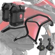 Sett med håndtak + ekstra frontlykter + håndtak bag egnet for Ducati Multistrada V2 / S 22-24 HG48 Motoguard svart