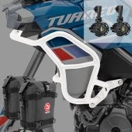 Sett med håndtak + ekstra frontlykter + håndtak bag egnet for Aprilia Tuareg 660 22-24 Motoguard TR2 hvit