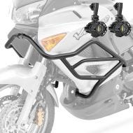 Sett med kollisjonsbøyler + ekstra frontlykter egnet for Honda Varadero XL 1000 V 03-11 tåkelys Motoguard MK29 svart