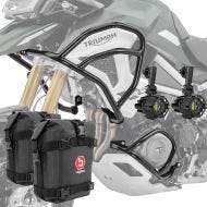 Sett med kollisjonsbøyler + ekstra frontlykter egnet for Triumph Tiger 1200 GT / Pro 22-24 MK2 + Motoguard-vesker