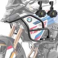 Sett med øvre kollisjonsbøyler + ekstra frontlykter egnet for BMW F 900 GS 2024 tåkelys Motoguard HG53