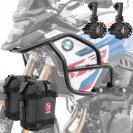 Sett med støtbøyler + ekstra frontlykter + støtdemperveske som passer til BMW F 900 GS 2024 Motoguard HG53