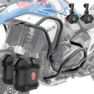 Sett med håndtak + ekstra frontlykter + håndtak bag egnet for BMW R 1300 GS 23-24 Motoguard KT19 svart