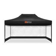 Racingtelt egnet for Chopper/Custombike Special med 4 sidevegger 3x4 5m Tourtecs Sett sammenleggbart MOTEA svart-transparent CB25814