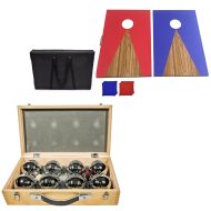 Boulesett Cranit trekoffert 8 Boule Petanque baller inkludert piggy target ball RE65 + Outdoor Cornhole Set CS2 blindhullsspill 90x60 cm 8 viltposer og bag NYHET