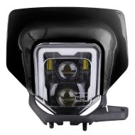 LED hovedlys + lampemaske egnet for Enduro ECE med E-godkjenning XDure GP1 DRL Universal svart