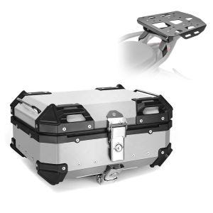 Set top case + bagasjehylle passer for Ducati Multistrada V4 / S 21-24 Bagtecs sølv XB22 Universal 22 liter