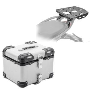 Set top case + bagasjehylle som passer for Ducati Multistrada V4 / S 21-24 Bagtecs XS45 Universal 45 liter sølv