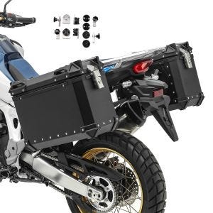 Motorsykkel aluminium koffert sett XW38 Bagtecs aluminium side kofferter 2x38 liter + adapter svart