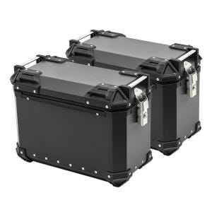 Motorsykkel aluminium koffert sett Bagtecs XW30 aluminium side kofferter 2x30 liter + adapter svart