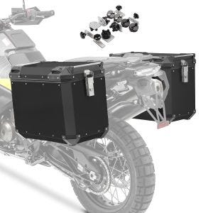 Motorsykkel aluminium koffert sett aluminium side kofferter Bagtecs QP48 svart + adapter 2x48 liter Bagtecs