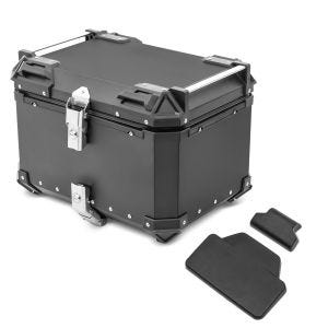 Sett motorsykkel aluminium toppveske 55L + ryggpute egnet for Suzuki V-Strom 1050 DE Bagtecs XB55 aluminium toppveske svart