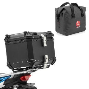 Sett motorsykkel aluminium toppveske 45L + indre bag tørr bag Bagtecs XB45 aluminium toppveske svart