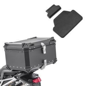 Sett motorsykkel aluminium toppkoffert 65L + pillion ryggpute Bagtecs XB65 aluminium toppkoffert svart