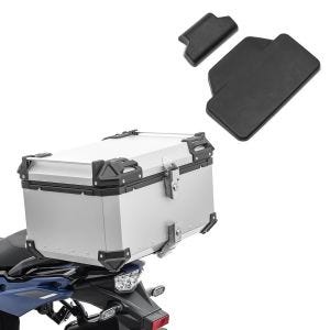 Sett aluminium toppveske 65L + ryggpute Bagtecs XB65 aluminium toppveske sølv