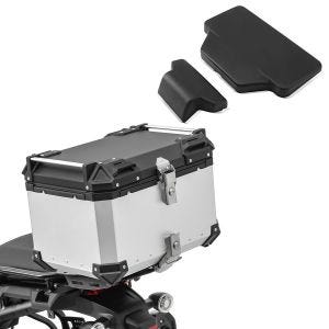 Sett motorsykkel aluminium toppkoffert 55L + pillion ryggpute Bagtecs XB55 aluminium toppkoffert sølv
