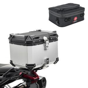 Sett motorsykkel aluminium toppkoffert 45L + ekstra veske egnet for BMW G 310 GS Bagtecs XB45 aluminium toppkoffert sølv