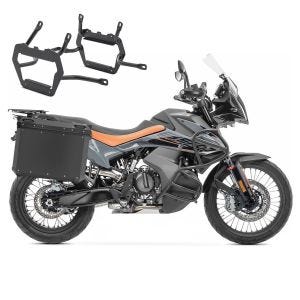 Sett aluminiumskoffert + veskeholder som passer for KTM 790/890 Adventure/R 19-25 aluminiumskoffert Bagtecs QP48 svart