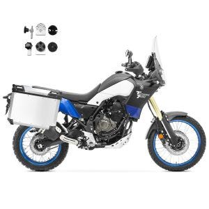 Set Alukoffer + Adapter passend für Yamaha Tenere 700 / World Rally / Raid 19-24 Aluminium Koffer Bagtecs QP48 silber