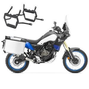 Sett aluminiumskofferter 38-48L + koffertholder egnet for Yamaha Tenere 700/World Rally/Raid 19-24 aluminiumskoffert Bagtecs XW38-48 sølv DPLS1