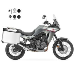 Set Alukoffer+ Adapter passend für Honda Transalp XL 750 23-24 Aluminium Koffer Bagtecs QP48 silber