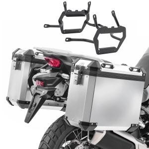 Set Alukoffer + Kofferträger passend für Honda Transalp XL 750 23-24 Aluminium Koffer Bagtecs GX38 silber