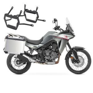 Set Alukoffer + Kofferträger passend für Honda Transalp XL 750 23-24 Aluminium Koffer Bagtecs GX45 silber