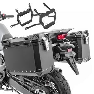 Set Alukoffer + Kofferträger passend für Honda Transalp XL 750 23-24 Aluminium Koffer Bagtecs XW38 schwarz DPL1