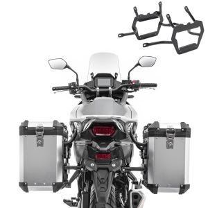 Set Alukoffer 38L + Kofferträger passend für Honda Transalp XL 750 23-25 Aluminium Koffer Bagtecs XW38 silber