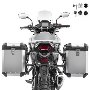 Sett aluminiumskofferter 2x48L egnet for Honda Transalp XL 750 aluminiumsbokser Bagtecs XW48 sølv + adapter