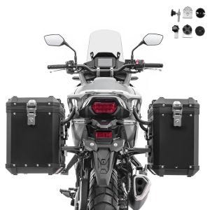 Sett aluminiumskofferter 38-48L egnet for Honda Transalp XL 750 aluminiumsbokser Bagtecs XW38-48 svart + adapter