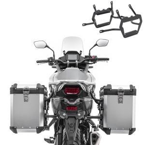 Sett aluminiumskoffert 48L + koffertstativ egnet for Honda Transalp XL 750 23-25 aluminiumskoffert Bagtecs XW48 sølv