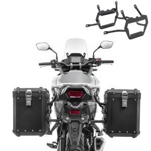 Sett aluminiumskoffert 48L + bagasjeholder egnet for Honda Transalp XL 750 23-25 aluminiumskoffert Bagtecs XW48 svart