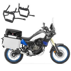 Set Alukoffer + Kofferträger passend für Yamaha Tenere 700 / World Rally / Raid 19-24 Bagtecs QP48 silber + Zusatztaschen