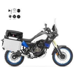 Set Alukoffer + Adapter passend für Yamaha Tenere 700 / World Rally / Raid 19-24 Bagtecs QP48 silber + Zusatztaschen