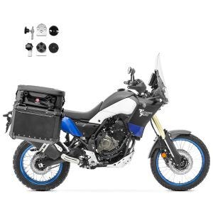 Set Alukoffer + Adapter passend für Yamaha Tenere 700 / World Rally / Raid 19-24 Bagtecs XW38 schwarz + Zusatztaschen